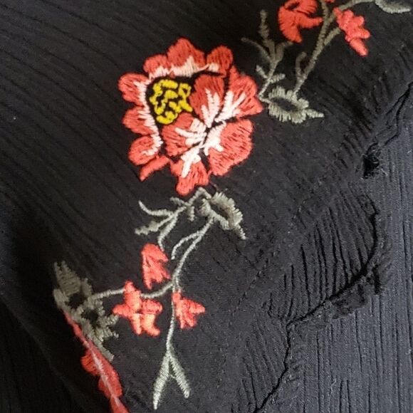 Love Fire Embroidered Bell Sleeve Romper, Small - Picture 3 of 6